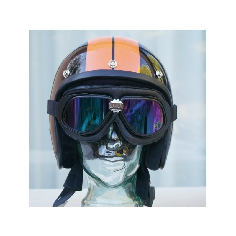 BANDIT googles black with multi colour mirrored lenses